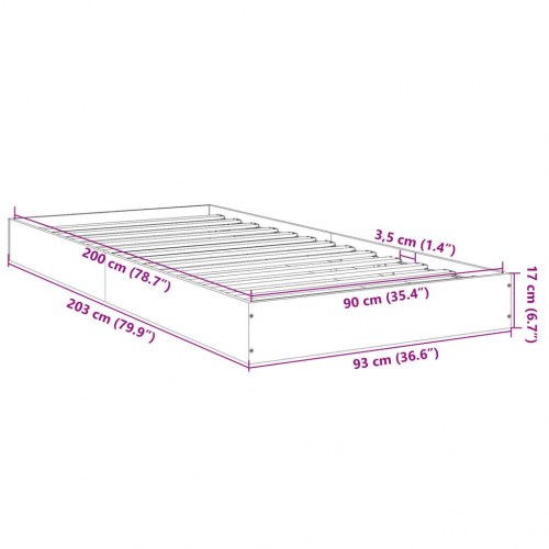 Sengeramme 90x200 cm konstrueret træ sort