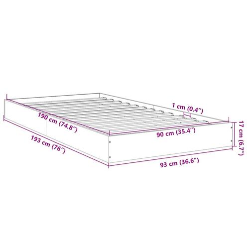 Sengeramme 90x190 cm uden madras konstrueret træ sonoma-eg