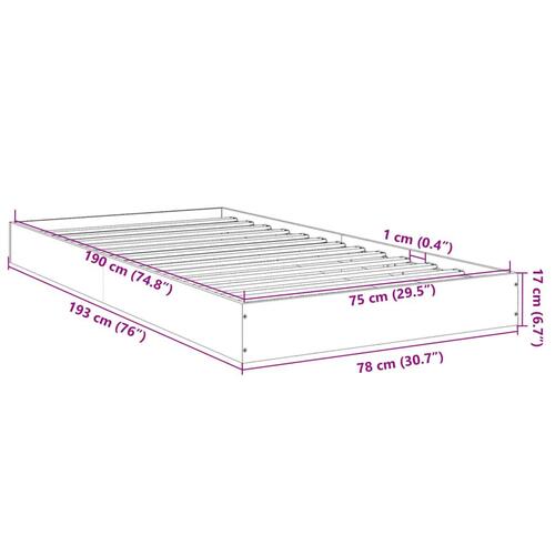 Sengeramme 75x190 cm uden madras konstrueret træ sonoma-eg