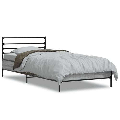 Sengeramme 100x200 cm konstrueret træ og metal grå sonoma-eg