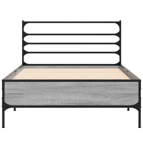 Sengeramme 100x200 cm konstrueret træ og metal grå sonoma-eg