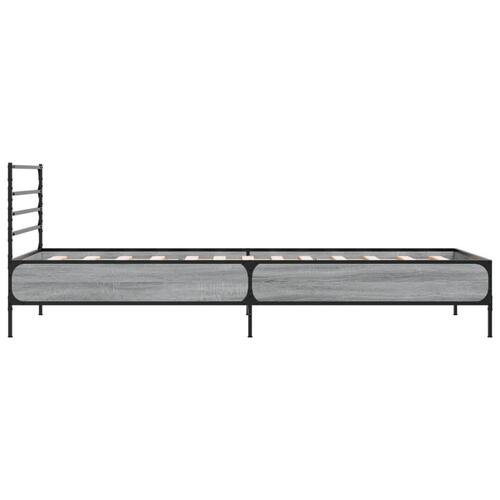 Sengeramme 100x200 cm konstrueret træ og metal grå sonoma-eg