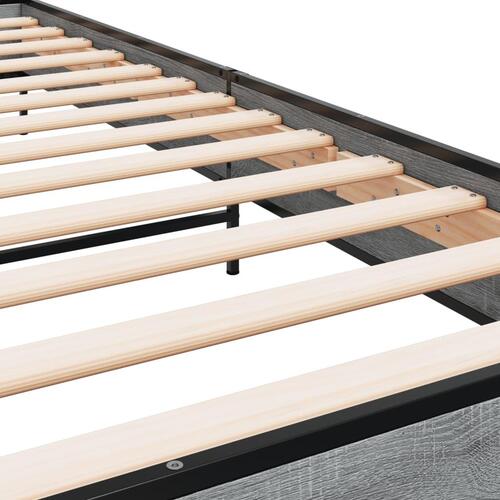 Sengeramme 100x200 cm konstrueret træ og metal grå sonoma-eg