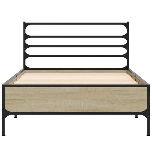 Sengeramme 75x190 cm konstrueret træ og metal sonoma-eg