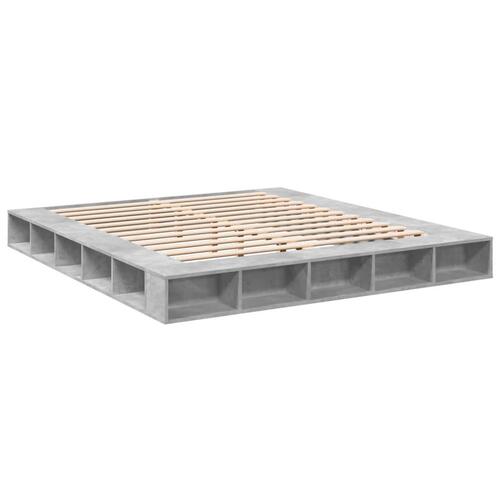 Sengestel 200x200 cm konstrueret træ betongrå