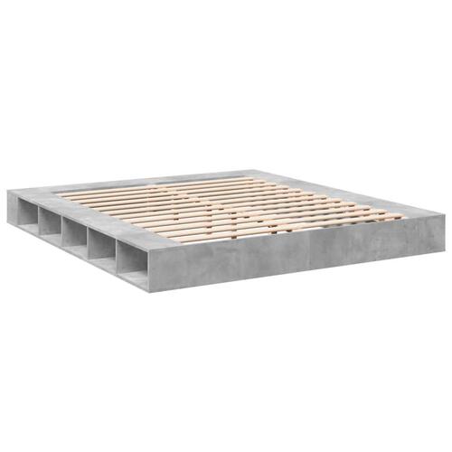 Sengestel 200x200 cm konstrueret træ betongrå