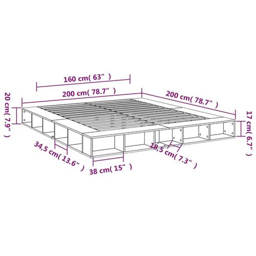 Sengestel 200x200 cm konstrueret træ betongrå