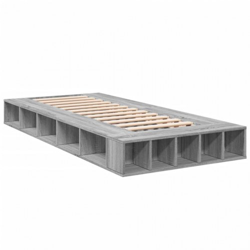 Sengeramme med opbevaring 100x200 cm - konstrueret træ, grå sonoma-eg