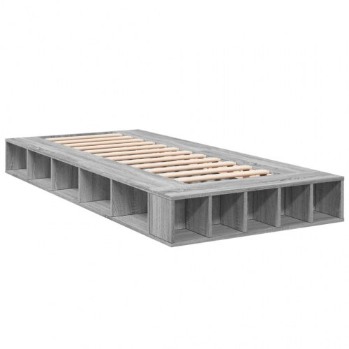 Sengeramme med opbevaring 90 x 200 cm - grå sonoma-eg