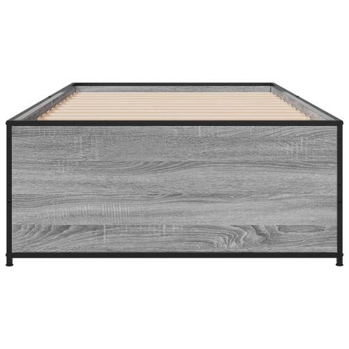 Sengeramme 90x190 cm konstrueret træ og metal grå sonoma-eg