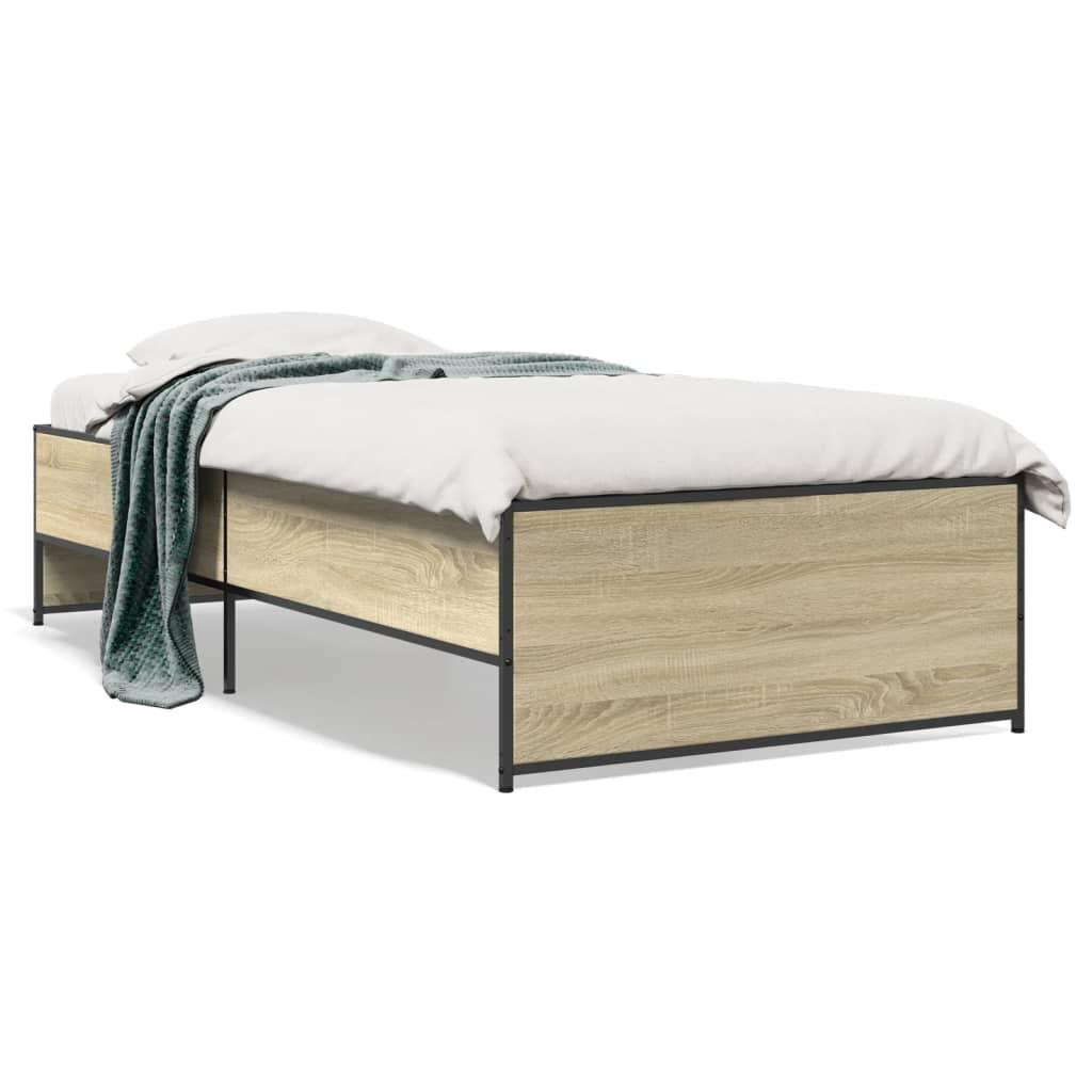 Sengeramme 100x200 cm konstrueret træ og metal sonoma-eg billede