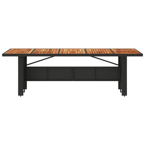 Havebord med akacietop 240x90x75 cm polyrattan sort