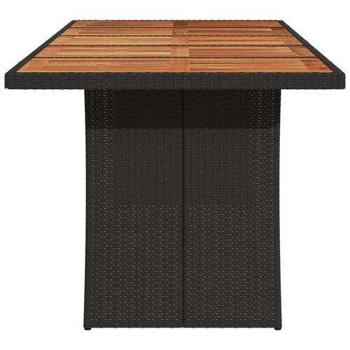 Havebord med akacietop 240x90x75 cm polyrattan sort