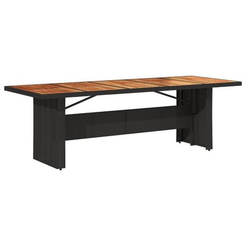 Havebord med akacietop 240x90x75 cm polyrattan sort
