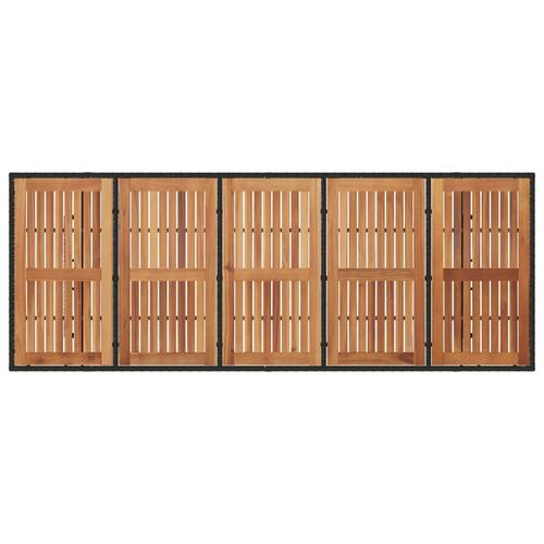 Havebord med akacietop 240x90x75 cm polyrattan sort