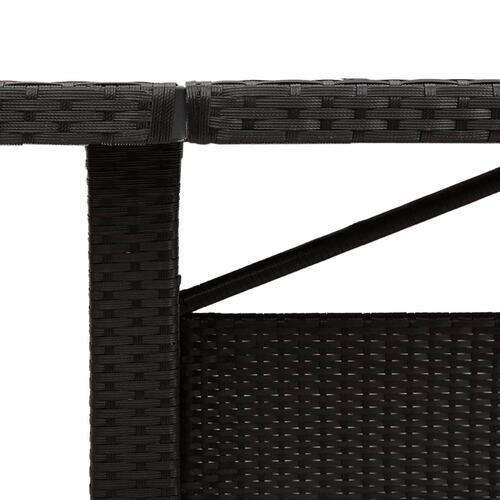 Havebord med akacietop 240x90x75 cm polyrattan sort