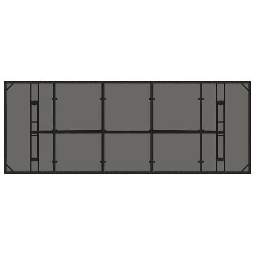 Havebord med glastop 240x90x75 cm polyrattan sort