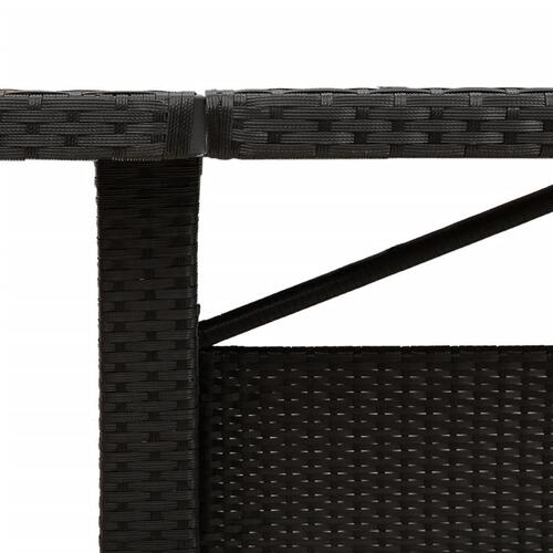 Havebord med glastop 240x90x75 cm polyrattan sort