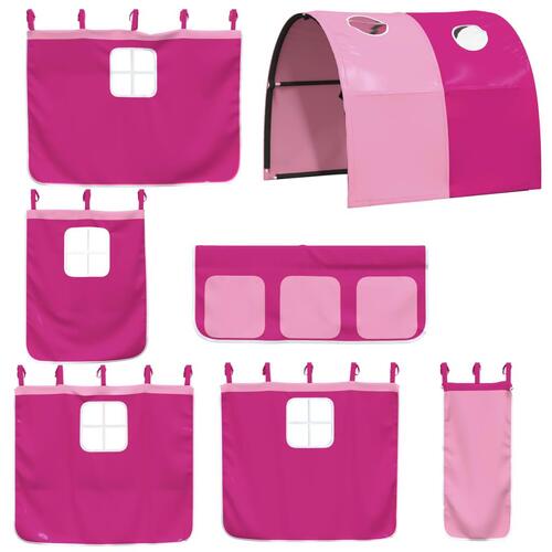 Køjeseng med gardiner 90x190 cm massivt fyrretræ pink