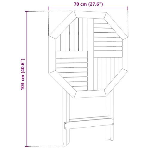 Foldbart havebord Ø70x75 cm massivt akacietræ