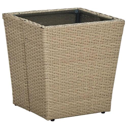 Bistrosæt til haven 3 dele med hynder polyrattan og glas beige