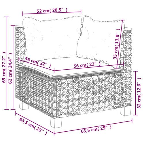 Sofasæt til haven 6 dele med hynder polyrattan sort