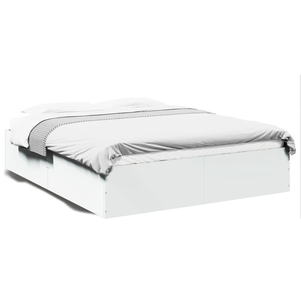 Sengestel 160x200 cm konstrueret træ hvid