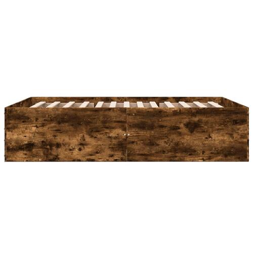 Sengestel 135x190 cm konstrueret træ røget eg
