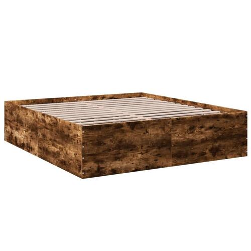 Sengestel 200x200 cm konstrueret træ røget eg