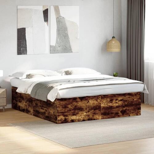 Sengestel 200x200 cm konstrueret træ røget eg