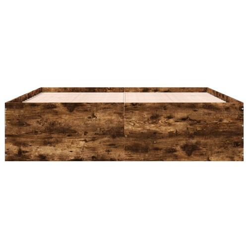 Sengestel 200x200 cm konstrueret træ røget eg