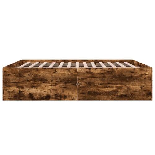 Sengestel 200x200 cm konstrueret træ røget eg