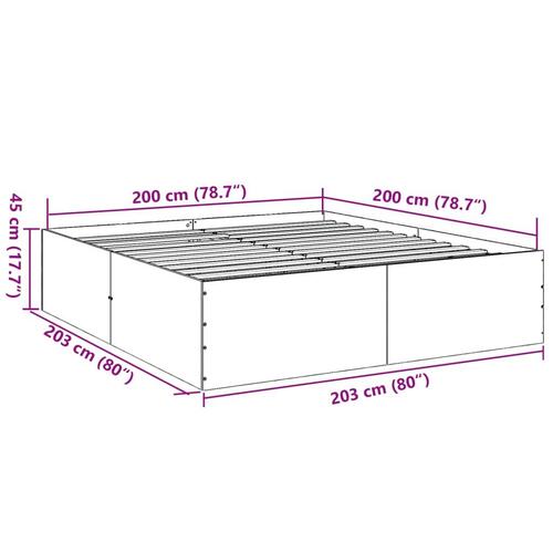 Sengestel 200x200 cm konstrueret træ røget eg