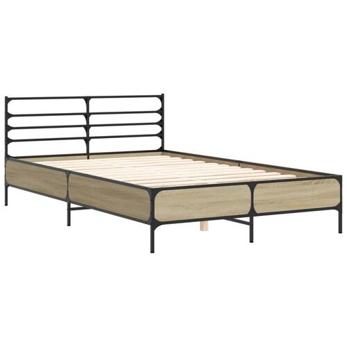 Sengestel 120x200 cm konstrueret træ og metal sonoma-eg