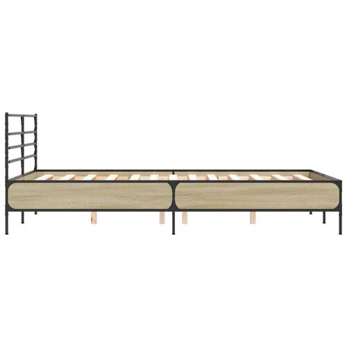 Sengestel 120x200 cm konstrueret træ og metal sonoma-eg