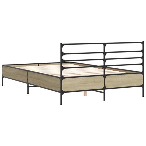 Sengestel 120x200 cm konstrueret træ og metal sonoma-eg