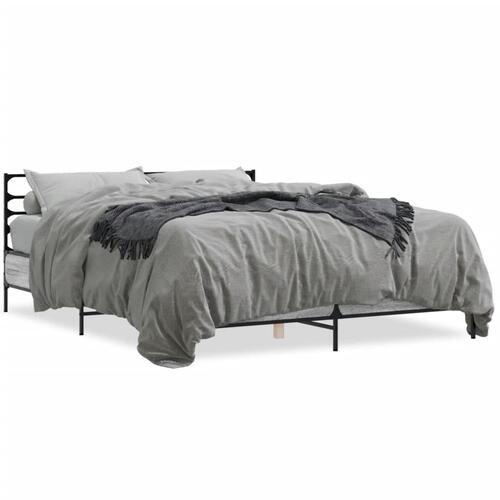 Sengestel 150x200 cm konstrueret træ og metal grå sonoma-eg