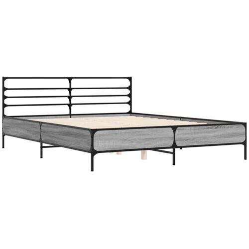 Sengestel 150x200 cm konstrueret træ og metal grå sonoma-eg