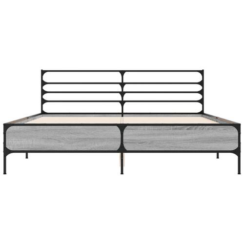Sengestel 150x200 cm konstrueret træ og metal grå sonoma-eg