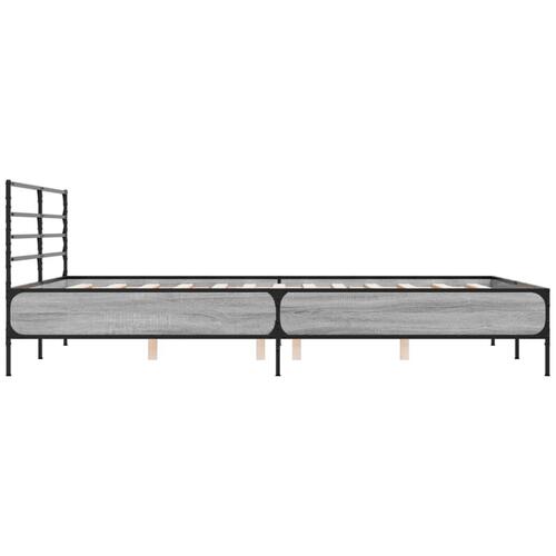 Sengestel 150x200 cm konstrueret træ og metal grå sonoma-eg