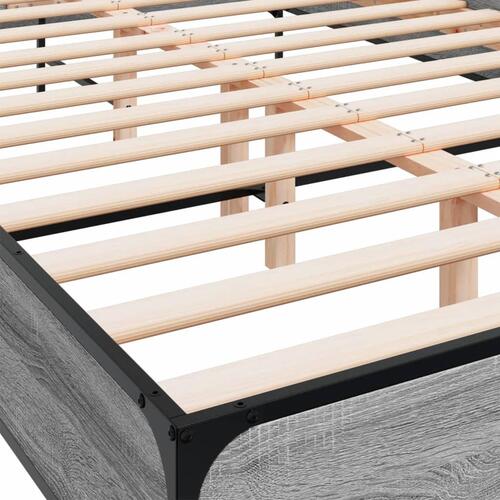 Sengestel 150x200 cm konstrueret træ og metal grå sonoma-eg