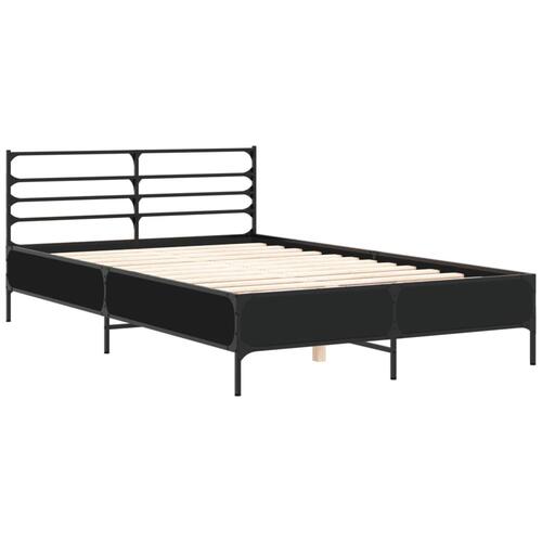Sengestel 120x190 cm konstrueret træ og metal sort