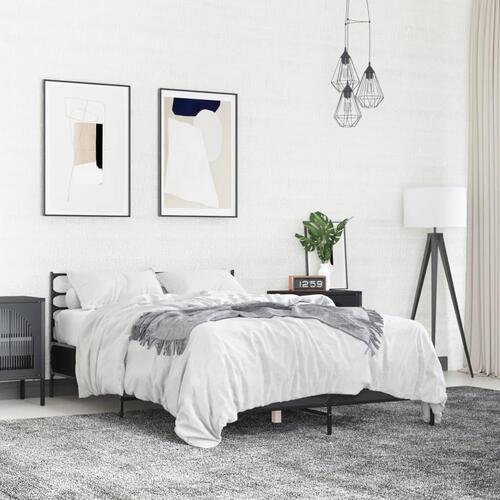 Sengestel 120x190 cm konstrueret træ og metal sort
