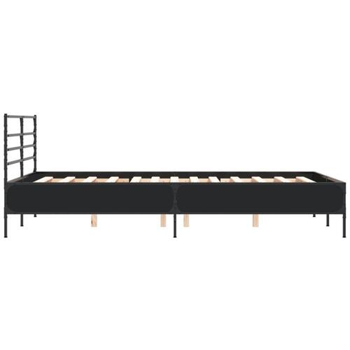 Sengestel 120x190 cm konstrueret træ og metal sort