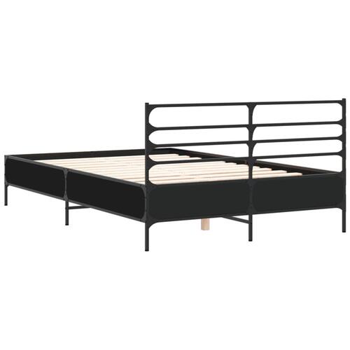 Sengestel 120x190 cm konstrueret træ og metal sort