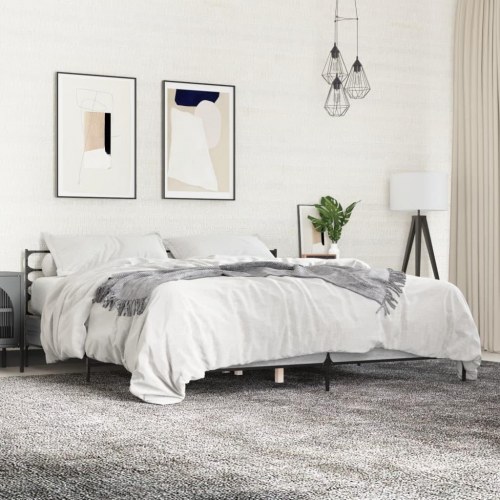 Sengeramme 200 x 200 cm med hovedgærde - grå sonoma-eg