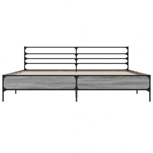 Sengeramme 200 x 200 cm med hovedgærde - grå sonoma-eg