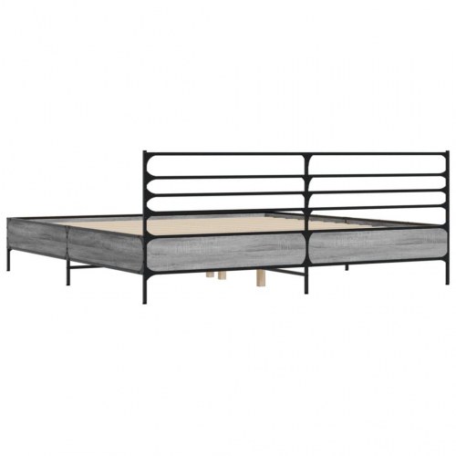 Sengeramme 200 x 200 cm med hovedgærde - grå sonoma-eg