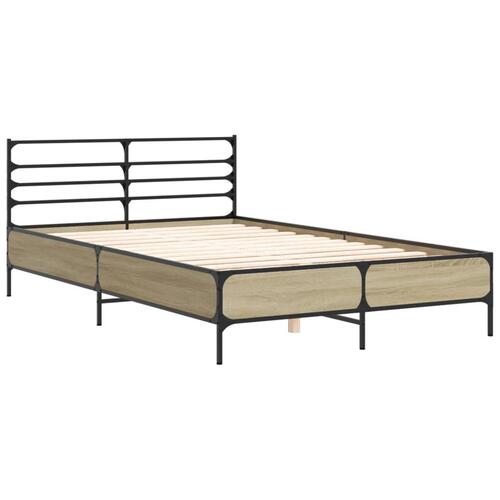 Sengestel 140x190 cm konstrueret træ og metal sonoma-eg