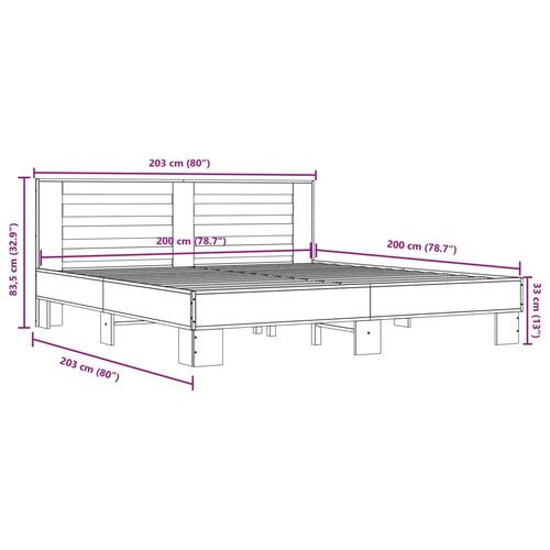 Sengeramme 200x200 cm konstrueret træ og metal brun egetræ